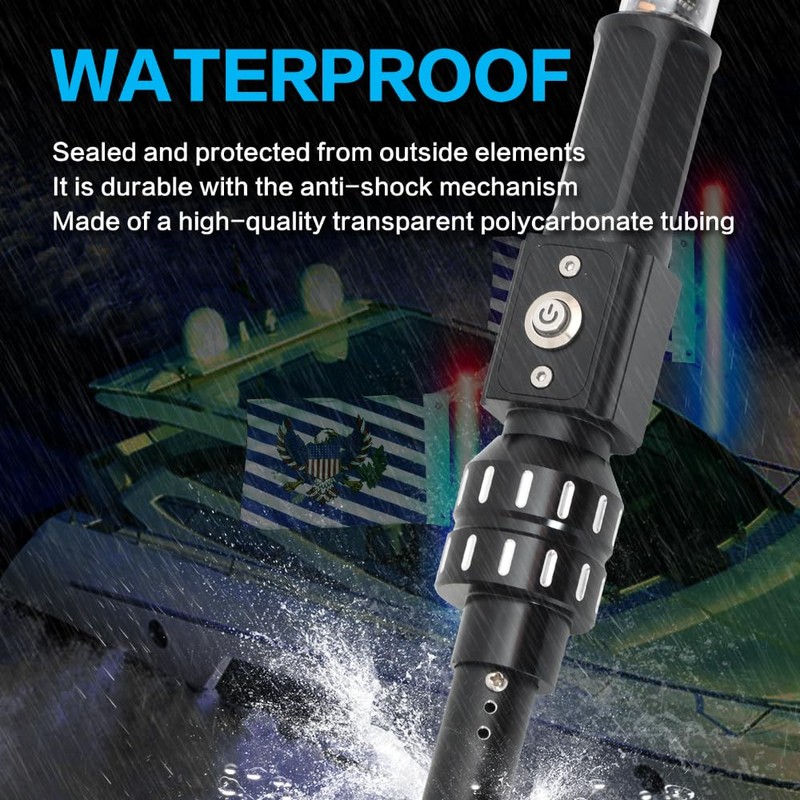 4FT LED Boat Navigation Whip Light with Bluetooth APP &