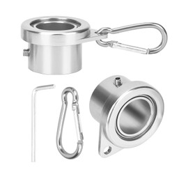 Bubblythe Aluminum Flag Pole Rings, Tangle Free Flagpole Rings with Bearing Design, 360° Rotating Flag Rings for 1.25 Inch Diameter Flagpoles, 2 Pack Flag Pole Rings and Hooks(2 PCS, 1.25", Silver)