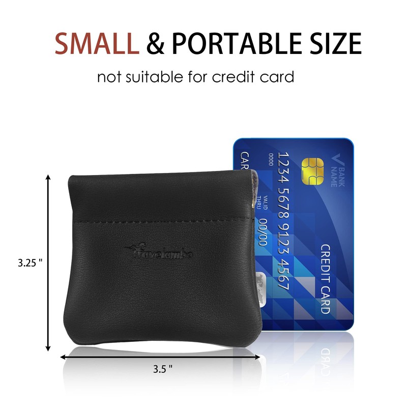 Travelambo Leather Squeeze Coin Purse Pouch Change Holder For Men