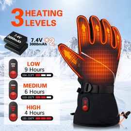 Heated Gloves for Men Women - Rechargeable Electric Heated Gloves, 7.4V Heated Skiing Gloves, Thermal Warming Snowboarding Gloves for Hunting Winter Camping Motorcycle Skiing Outdoor Work