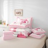 Feelyou Pink Cherry Comforter Set 7 Pieces Cherry Pattern Bed