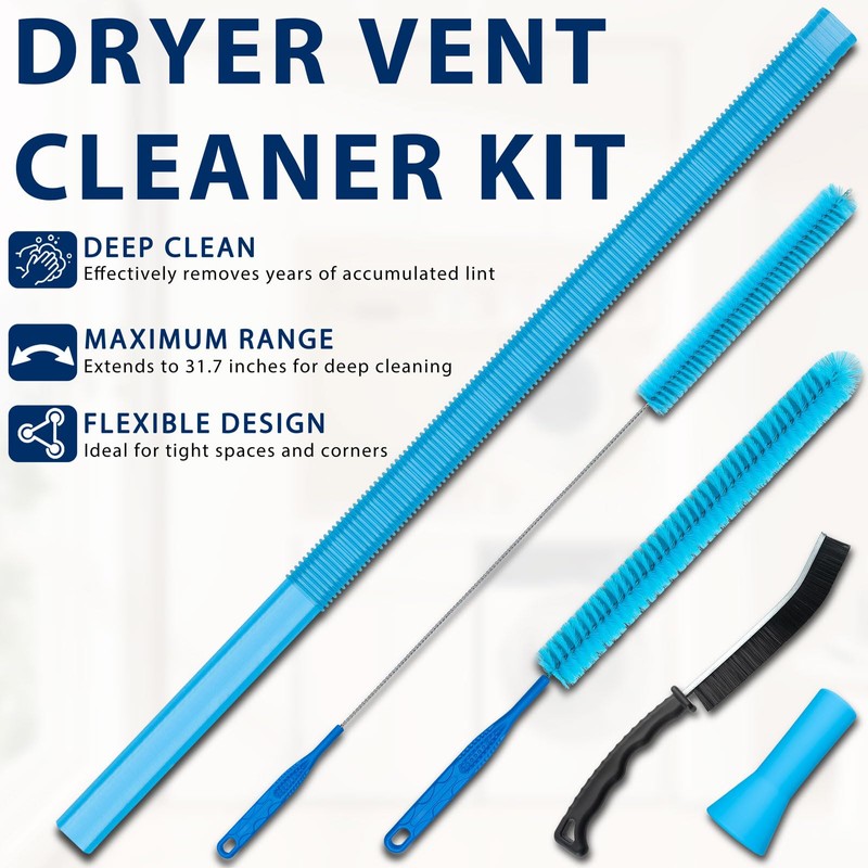 kioguc 4 Pack Dryer Vent Cleaner Kit,Dryer Lint Vacuum Attachment,Flexible