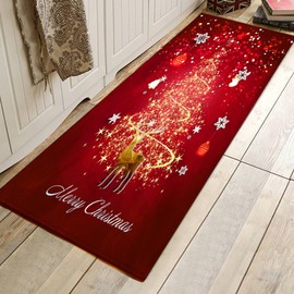 Christmas Runner Rug, 2024 Clearance Mats, 2x6 Red Reindeer Christmas Hallway Rugs Washable Non Slip Low Pile Floor Mats for Indoor Home Christmas Decor