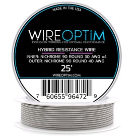 WIREOPTIM - 30 AWG Nichrome 90 4X Core - 40 AWG Nichrome 90 - Hybrid Resistance Wire - 25 Feet