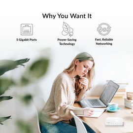 D-Link DGS-1005A 5-Port Gigabit Ethernet Switch, Compact Desktop Housing, Energy-Efficient, Fanless Design, Green Power Saving for Network Switching & Data Splitting