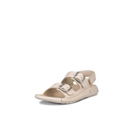 ECCO Women's Cozmo Three Band Buckle Sandal, Limestone Nubuck, 7-7. 5