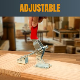 POWERTEC 4PK Toggle Clamp, 2000 lbs Holding Capacity, 40341 Adjustable U Bolt Latch w/Antislip Hand Grip for Woodworking Jigs & Fixtures, Smoker, Tire Carrier, Tool Box, Cabinet, Truck (20306-P4V)