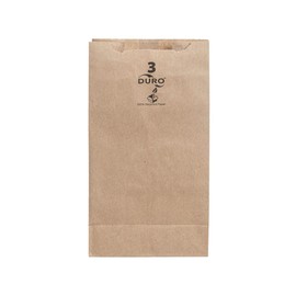 Bolsas de Papel Kraft Biodegradables Fondo Automático. Ideales para Alimentos, Restaurantes y Cafeterías. Bolsa Color Marrón #3 de 12 x 7.5 x 21.5 cm 100 piezas.