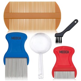 Premium Lice Kit - Nit Removal Fine Tooth Comb and Magnifier- Louse and Nit Combs for All Hair - Lice Comb Set: 2-Lice Comb Sets