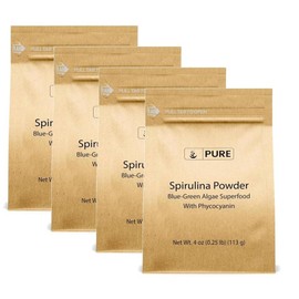 Pure Spirulina with Phycocyanin Powder PURE ORIGINAL INGREDIENTS Spirulina, adult unisex, powder, 113g, 4 pieces / 퓨어 스피루리나 위드 피코시아닌 파우더 PURE ORIGINAL INGREDIENTS Spirulina, 성인남녀공용, 분말, 113g, 4개