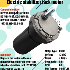 Rear Electric Stabilizer Jack Motor Compatible with Lippert 113407 352338 138445 178562 162307, for Stabilizer Jacks 337199 298707 369774, Replaces C-800 K01531A800 K01531-A800 K01285C800 K01285-C800