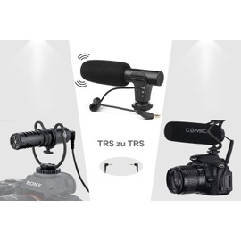 Replacement Wrapped SC2 Cable 3.5mm Stereo TRS Male to 3.5mm Male Stereo TRS Output Connector Cable Connects Audio Mixer/Microphones to Camera/Recorders