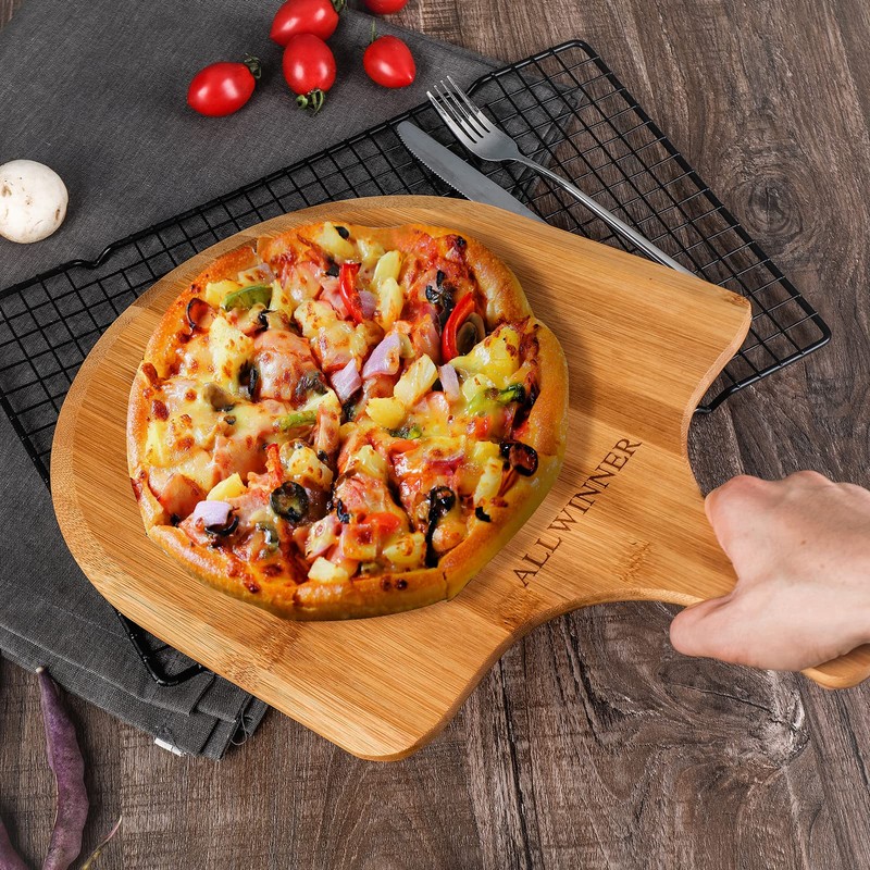 ALLWINNER Pizza Peel 12 Inch, 2 Pack Bamboo Pizza Paddle,