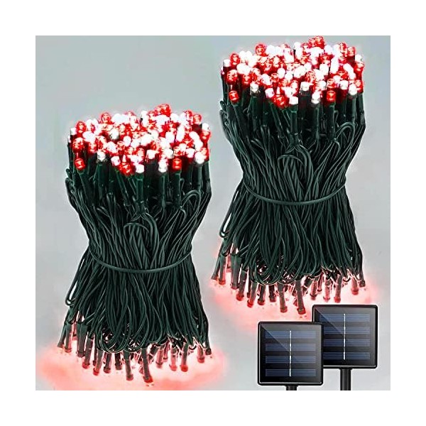 2024 Newest 2-Pack Each 85FT Red & White Solar String