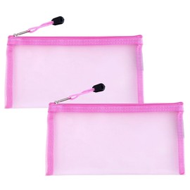 Erioctry 2PCS Mesh Mesh Makeup Bags with Zipper Portable Reusable Cosmetic Bag Multipurpose Nylon Zip Pouch Pencil Case Storage Pockets for Travel Office Daily Accessories