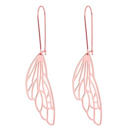 Pendientes colgantes de acero inoxidable chapados en oro con alas de libélula y alas de insectos