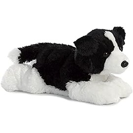 AURORA, 31566, Flopsies Border Collie, 12In, Soft Toy, Black and White