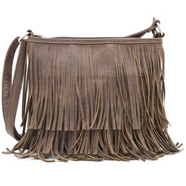 Western Cowgirl Fashion Style Leather Fringe Crossbody Handbags Women Purse Country Everyday Shoulder Bag, Coffee