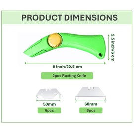 Zimpty ZY501 2-Pack Knuckle Saver Roofing Knife with 12Pcs Hook Blades