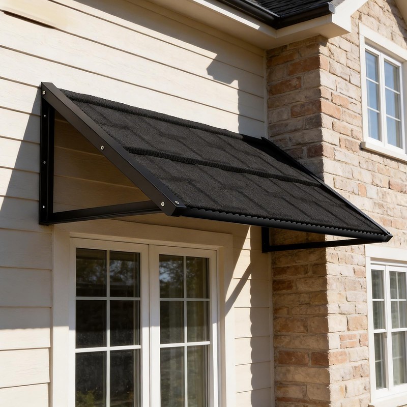 53" x 32" Fixed Metal Awning for Doors, Windows, Balcony,