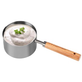 Malmo Measuring Cup with Wooden Handle, 1 Cup Titanium-plating 250 Ml Stainless Steel, Space Gray