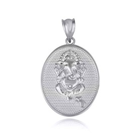 Claddagh Gold Hindu Elephant God Ganesha Medallion Fine Pendant Real Solid .925 Sterling Silver