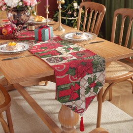 Christmas Table Runner, 35 x 180 cm, Washable, Anti-Fouling, Polyester, Christmas Runner, Dining Table, Centrepiece, Placemats, Winter for Winter Christmas Decoration (Red)