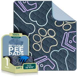 PetBeat Washable Pee Pads for Dogs 72x72 in + Gift -Reusable Puppy Pads Waterproof - Fast Absorbent Whelping Mat - Non Slip Dog Pad - Puppy Pads Pet Training Pads- 100% Waterproof Extra Large Pad