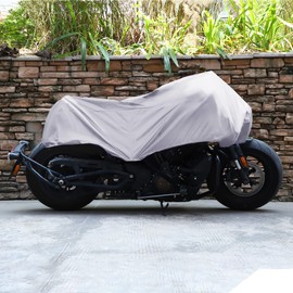 X AUTOHAUX Motorcycle Cover Lightweight Half Cover Outdoor Waterproof Rain Dust Protector Silver Tone M Size for Most Full Dress Touring Cruiser
