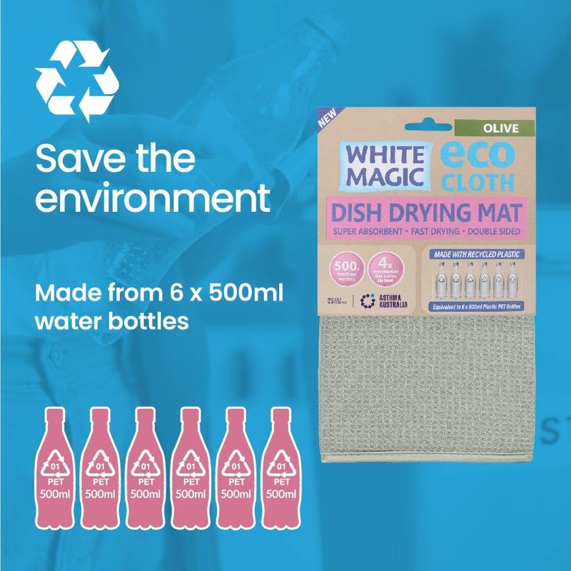 White Magic Dish Drying Mat, Olive - Absorbent & Hygienic,