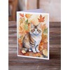 Ragamuffin Cat in Fall Leaves Greeting Cards Pack of 8