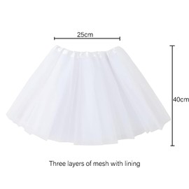 Tutu Tulle Skirt Children for Girls Ballet Costume Princess Dress and Hair Accessories with Bow, White