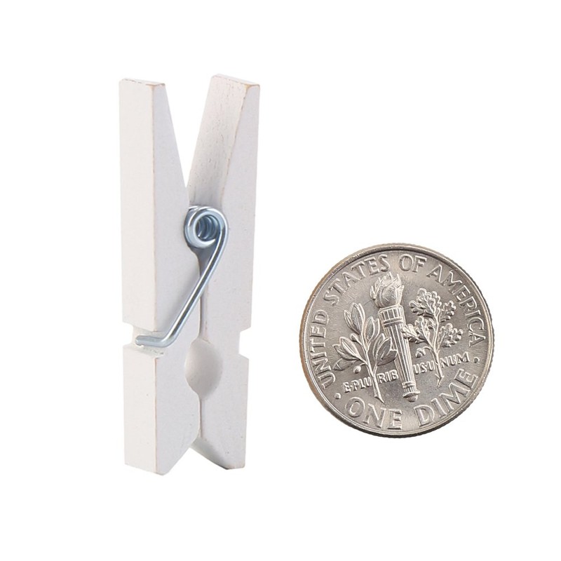 DECORA 100 x White Wooden Mini Clothes Pegs 3.5cm