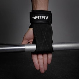 FITFIV Weight Lifting Wrist Strap, Double Leather Weightlifting Wrist Straps for Gym Strength Training, Neoprene Padded Wrist Wraps - for Men & Women (Pair)