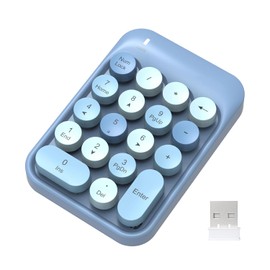 Teclado numérico inalámbrico 18 teclas con mini almohadilla de número silencioso portátil de 2.4 G, receptor USB, extensiones de teclado de contabilidad financiera para computadora portátil(Azul Mix)