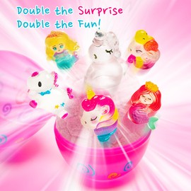 6 PCS Prefilled Easter Egg Bath Bombs for Kids with Surprise Inside, Kids Bath Bombs for Easter Basket Stuffers and Easter Egg Hunt, Party Favors Easter Gifts for 3 4 5 6 Year Old Girl