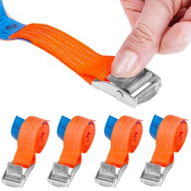 INTAKO Lashing Straps with Clamping Lock 25 mm x 250 kg - Pack of 4 - DIN EN 12195-2 - Straps for Attaching - Lashing Strap with Quick Release - Webbing for Bicycles, Trolleys (4 m)