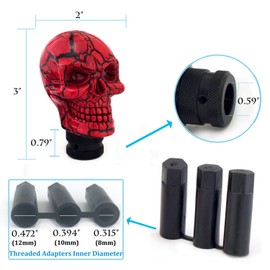 Thruifo Skull MT Car Stick Shifter Handle, Gear Shift Knob Small Teeth Devil Skeleton Style Fit Most Manual Automatic Transmissions, Red Pattern