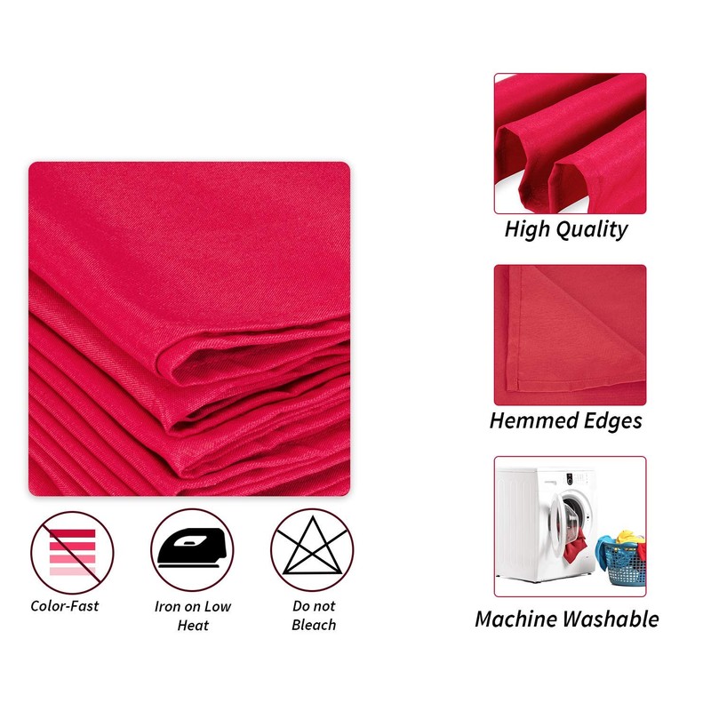 WedDecor Polyester Red Table Napkin for Wedding, Banquet, Party, Home,