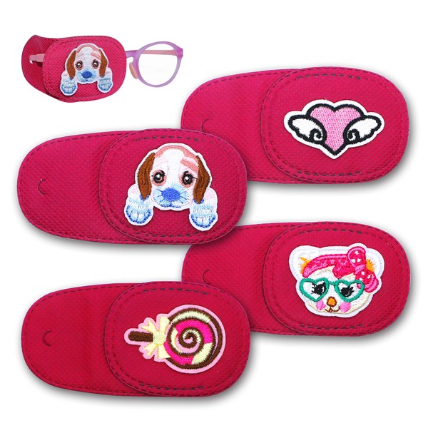 Astropic 4Pcs Eye Patches for Kids | Girls Eye Patch for Glasses | Medical Eye Patch for Children with Lazy Eye (Right Eye Coverage, Pink)