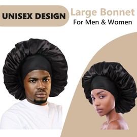 Bonnet for Men,Satin Bonnet for Sleeping Men,Bonnets for Black Women,Double Layer Reversible Bonnet for Men Curly Hair,Braids