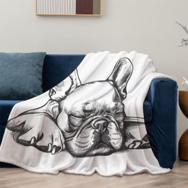 French Bulldog Theme Blanket Gifts for Women Girls, Soft Warm Lightweight Flannel Throw Blankets for Living Room Home Sofa Travel Decor 50" x 60"