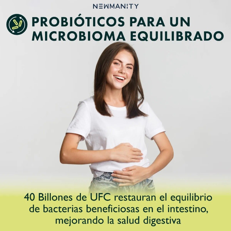 Probioticos Con Enzimas 40 Billones Newmanity 180 Caps Sin Sabor