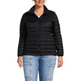 Lands' End Women's Petite Wanderweight Packable Down Jacket Large Black