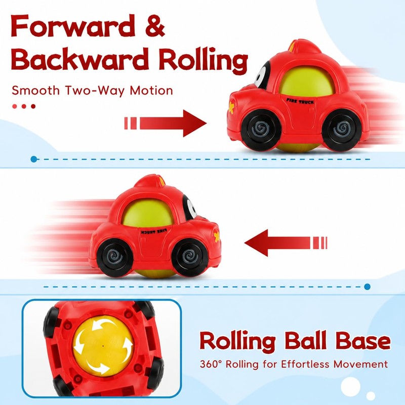 4 Pack Inertial Push Pull Car Toys for Baby Boy