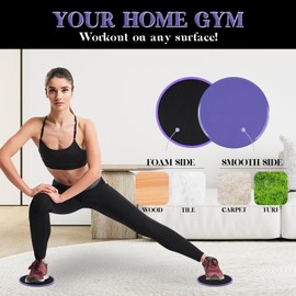 ZILLEEN Exercise Sliders for Working Out Purple Fitness Discs for Pilates Women Men, 2 Pack