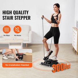 Happybuy Stair Stepper,330lbs Load Capacity, Mini Stepper for Exercise at Home, Hydraulic Fitness Twist Stepper with Resistance Bands,Full Body Workout Cardio Equipment,Stair Climber with LCD Monitor