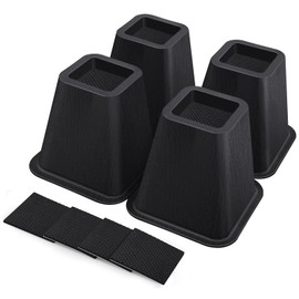 ANNKUT 6 Inch Heavy Duty Bed Risers, Furniture Risers for Desk, Chair, Table or Sofa, Couch Lift Risers, Supports up to 2200 lbs per Leg(4 Pack Black)