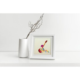 Artistic Guitar, Quilling Card 3D,Unique Dedicated Handmade, Design Greeting Card for Birthday, Valentine's Day, Mothers Day, Spring, Fathers Day, Graduation, Wedding, All Occasion,6"x6"