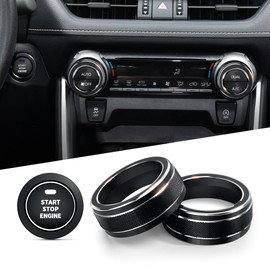 Polodunn for Toyota RAV4 Accessories 2025 2024 2023 2022 2021 2020 2019 -Air Conditioning Knob Covers, Push Start Button Cover Trim Rings 4pcs (Pink)